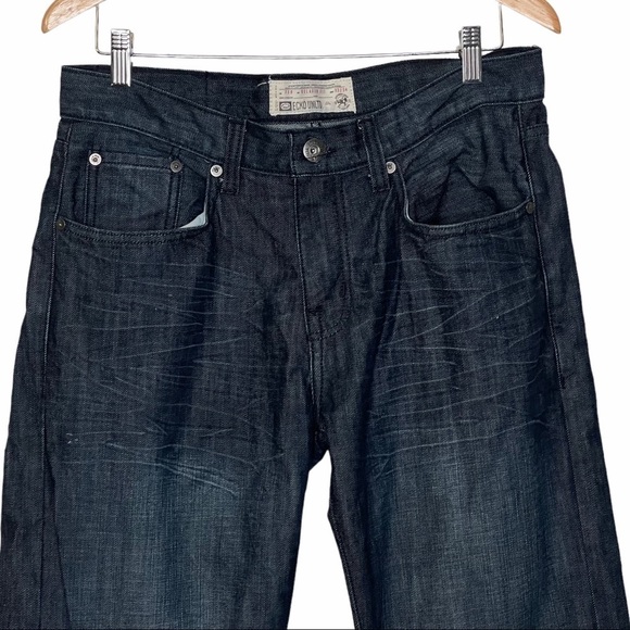 ECKO UTLD 759 Relaxed Fit Creased Straight Leg Blue Dark Wash Denim Jean… - Picture 3 of 13